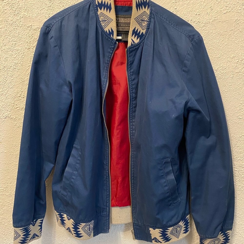 Blue/tan forever 21 jacket SIZE: Medium